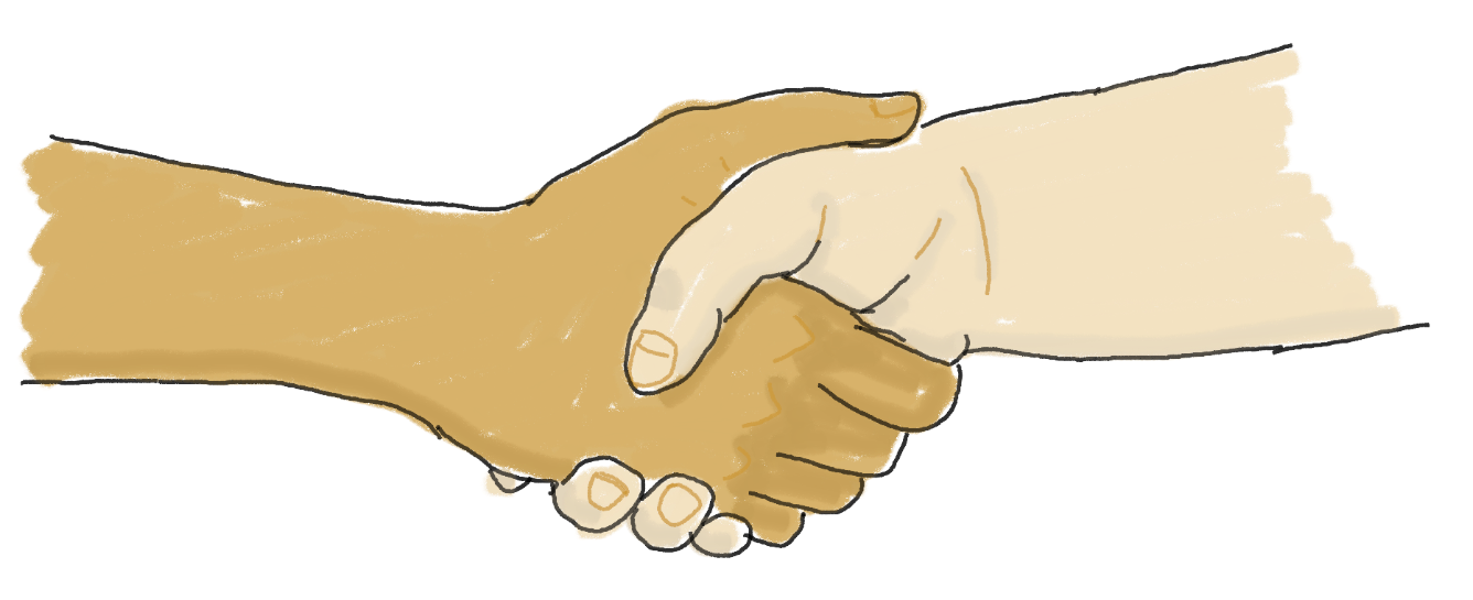 Hand-drawn handshake illustration